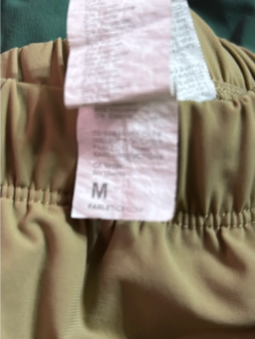 Fabletics Men's Teal and Tan Athletic Shorts with Purple Drawstring